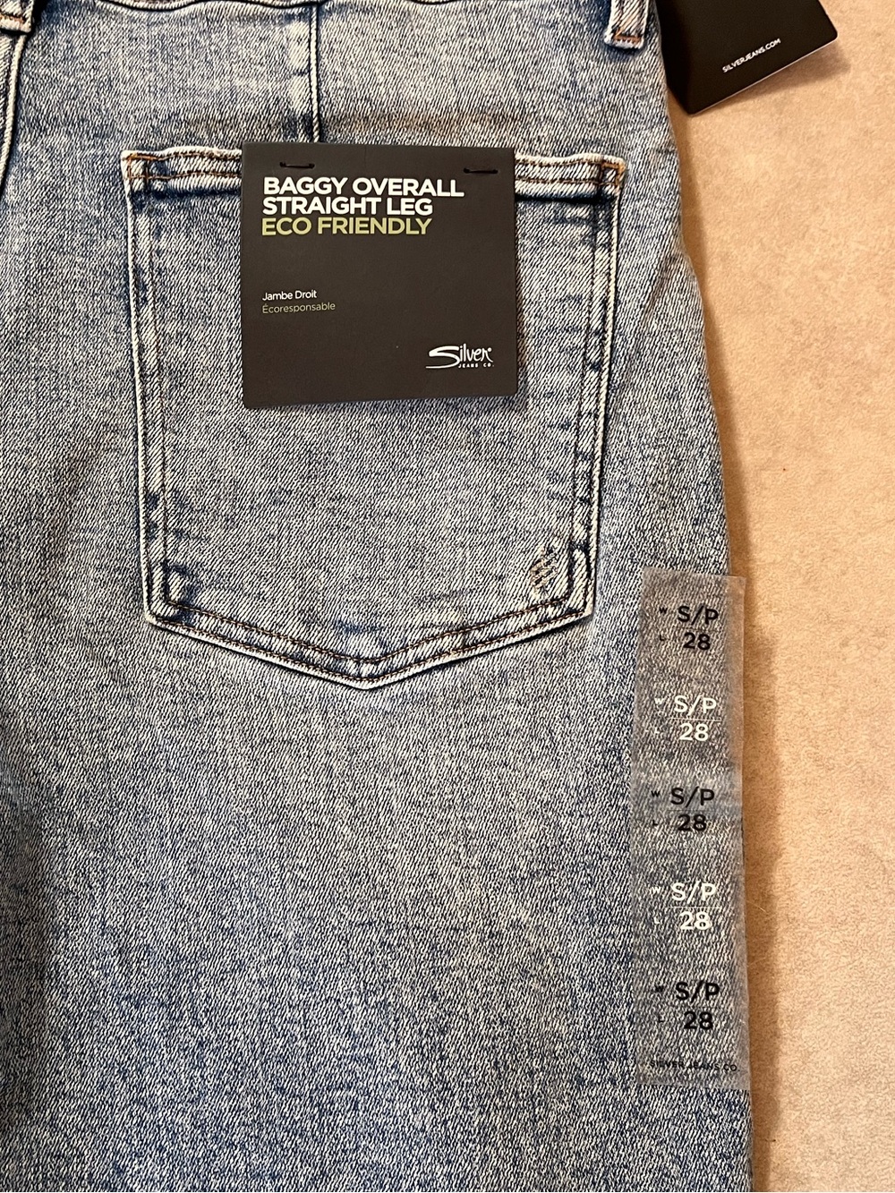 New SILVER overalls. Baggy. Straight Leg. Small or 28. Mid stretch. Tags on. - Picture 8 of 12